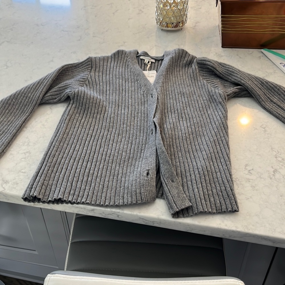 Grey cardigan sweater. New with tags!